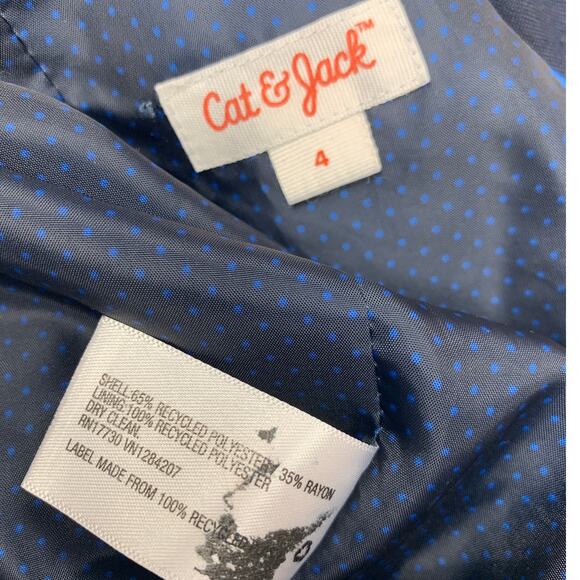 New Cat & Jack Boys Size 4 Navy Blue Two Button Classic Suit Blazer Jacket - Picture 3 of 3